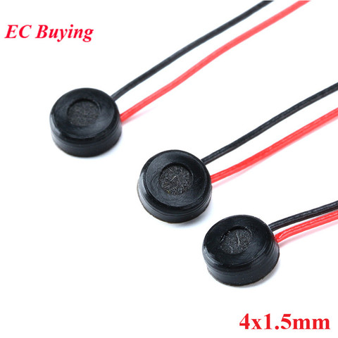 5 uds 4*1,5mm condensador Electret MIC capacitiva micrófono Electret 4x1,5mm para del teléfono de la PC de MP3 MP4 con 2 cables conductores Longitud: 5,5 CM ► Foto 1/5