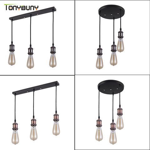 Lámpara de techo LED Retro Industrial para Loft lámpara de techo E27 con enchufe, luces colgantes de aluminio para comedor, lámparas colgantes para Cocina ► Foto 1/6