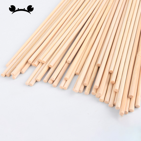 Varillas de espiga redondas de madera para manualidades, herramienta de decoración del hogar, bricolaje, 30cm de largo, 3mm-5mm, 50 Uds. ► Foto 1/5