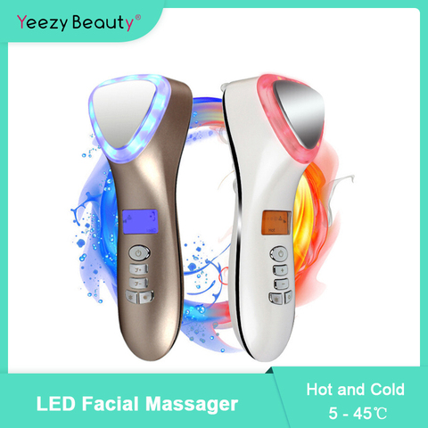 Masajeador de belleza Facial LED, martillo frío caliente, crioterapia ultrasónica, masajeador de vibración Facial, masajeador Facial corporal, instrumento de belleza de iones de Spa ► Foto 1/6