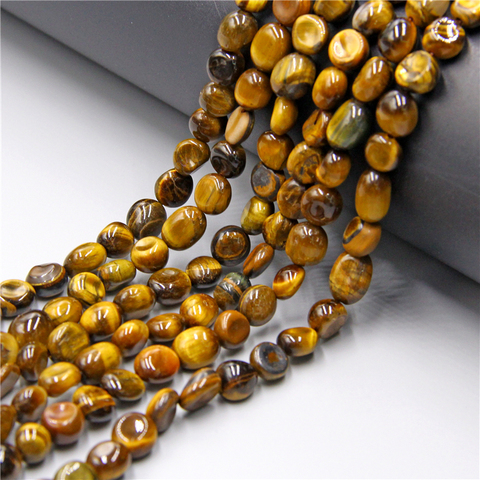 Naturales irregulares amarillo Ojo de Tigre cuentas de piedras preciosas de 6-8mm de cuentas espaciadoras sueltas para fabricación de joyería DIY pulsera collar 15 