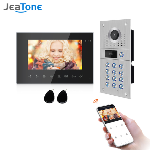 Jeatone 7 pulgadas 960P WiFi Video inteligente de la puerta Teléfono, Video, intercomunicador teclado de código/RFID tarjeta/APP desbloquear la detección de movimiento de Control de acceso ► Foto 1/6