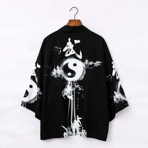 Kimono japonés tipo Cárdigan para hombre, haori yukata, disfraz de samurai, ropa, kimono, chaqueta, camisa, yukata haori ► Foto 1/5