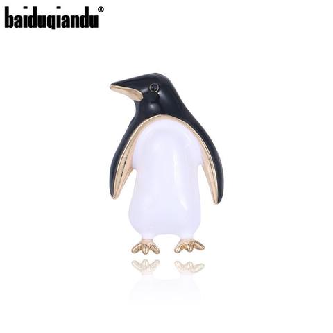 Baiduqiandu nueva llegada exquisitos alfileres de pingüino esmaltados blancos y negros para mujer ► Foto 1/5