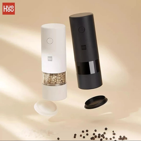 Huohou-Molinillo Eléctrico automático de pimienta y sal, trituradora de porcelana de grano de especias con luz LED, 5 modos ► Foto 1/6