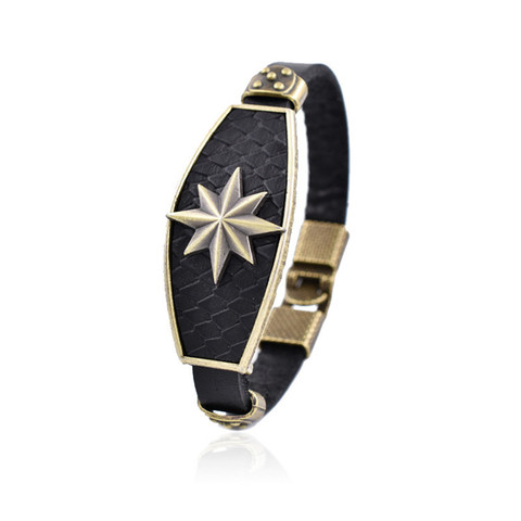 Hi Men-pulsera de cuero informal para hombre, brazalete Punk de estrella de ocho puntas, joyería masculina, cadena de cuerda, venta al por mayor ► Foto 1/6