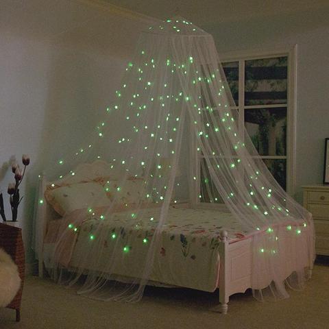 Dosel de cama con estrellas brillantes, mosquitera de ensueño ligera, aislante de insectos para todas las cunas, camas individuales, camas dobles ► Foto 1/6