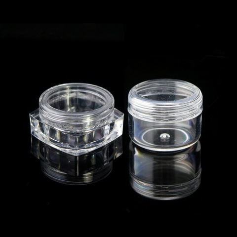 50 Uds. Vacío 5ml tarro cosmético de plástico transparente para decoraciones de uñas sombra de ojos brillante maquillaje crema facial contenedores de bálsamo labial ► Foto 1/6