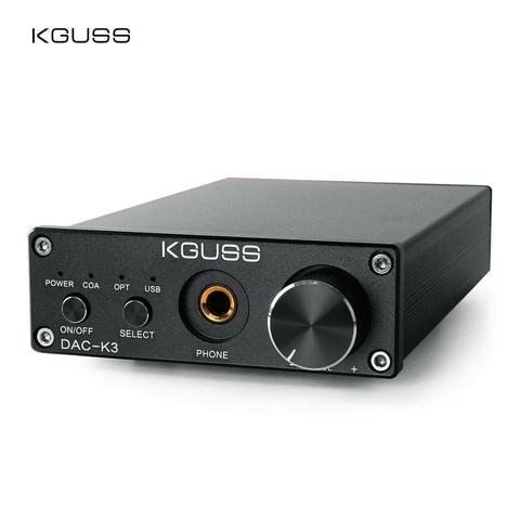 KGUSS DAC-K3 DAC para auriculares amplificador estéreo 2,0 canal w/ PC-USB óptico Coaxial de entrada y de salida RCA de 6,35mm para auriculares DC 12V nosotros/UE ► Foto 1/6