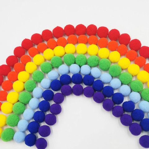 Arco Iris pompón de 8-30mm pelotas Mini para niños la creatividad trabajo Manual escuela suave y esponjoso Pompone decoración de Navidad DIY ► Foto 1/6