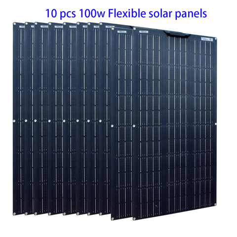 18v Flexible panel Solar 1000w 300w 100w 200w 400w 500w 800w celular para 12v 24v de la batería de coche RV barco Cable de remolque ► Foto 1/6