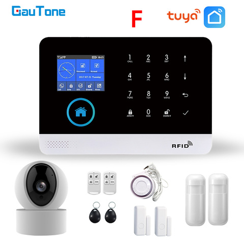 GauTone-sistema de alarma WiFi/GSM para seguridad del hogar, con cámara IP, tarjeta RFID, alarma de seguridad, Control por aplicación para casa inteligente, Tuya ► Foto 1/6