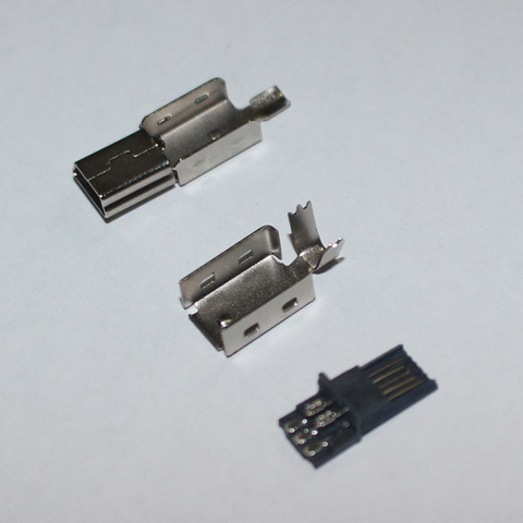 Juego de 5 Mini conector USB macho (3 en 1), Mini conector USB 2,0, enchufe de 5 pines con cubierta de hierro para tipos de soldadura artesanal ► Foto 1/1