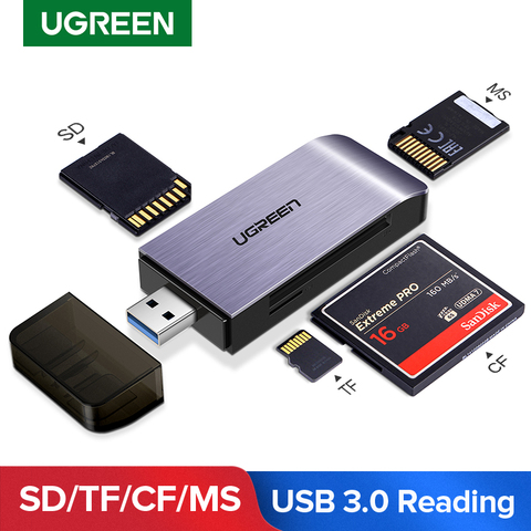 Ugreen-lector de tarjetas USB 3,0, adaptador de tarjeta de memoria inteligente compacta, Micro SD, TF, CF, MS, para accesorios de ordenador portátil, lector de tarjetas SD ► Foto 1/6