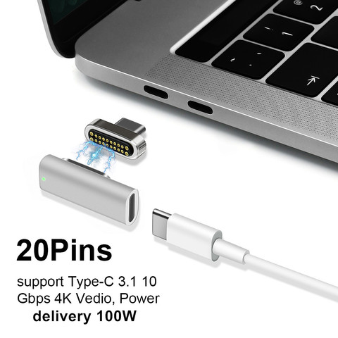 Adaptador magnético USB tipo C, USB 3,1, 10 Gb/s, PD,100W, Charge-4K rápida @ 60Hz, alta resolución, Compatible con Pixelbook ► Foto 1/6