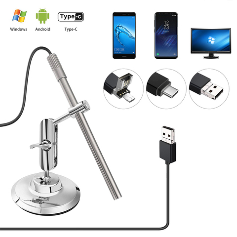 3 en 1 microscopio Digital 1080P Cámara endoscopio USB 8 Leds IP67 1,0 mp 200X aumento lupa de pie de Windows Android MAC ► Foto 1/6