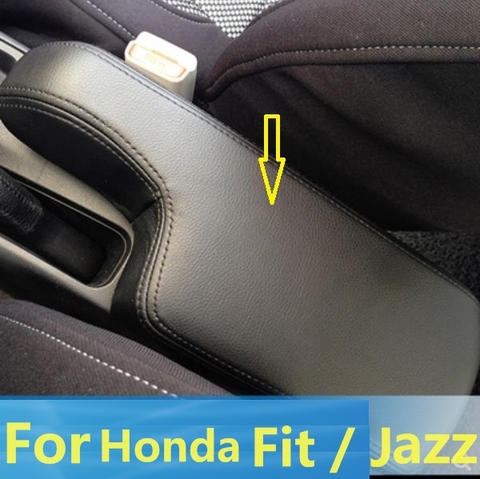 Funda de cuero de microfibra personalizada para reposabrazos central, para Honda Fit / JAZZ 2014 2015 2016, para compartimento de apoyabrazos, cubierta central, decoración de coche ► Foto 1/6