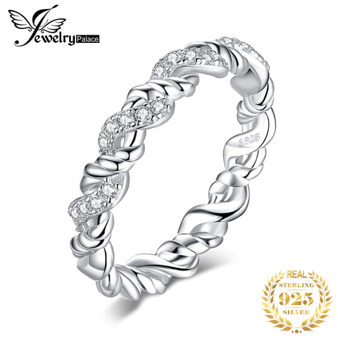 JewelryPalace-Anillo de boda de plata de ley 925, joyería de compromiso con diseño romántico floral para mujeres ► Foto 1/6