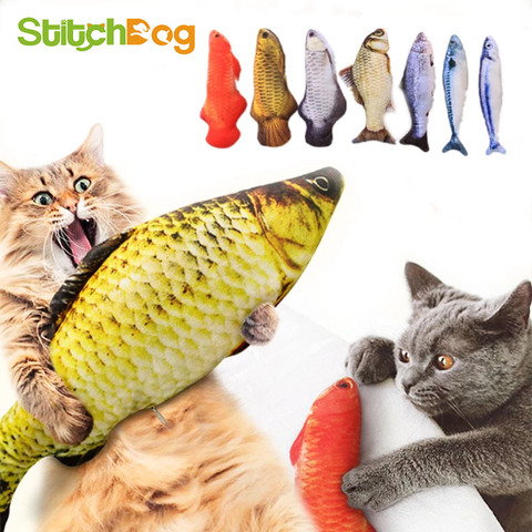 Peluche suave en 3D para mascotas, juguete para gato con forma de pez, regalos, hierba gatera de pescado, almohada de peluche, juguete de imitación de pez para mascota ► Foto 1/5