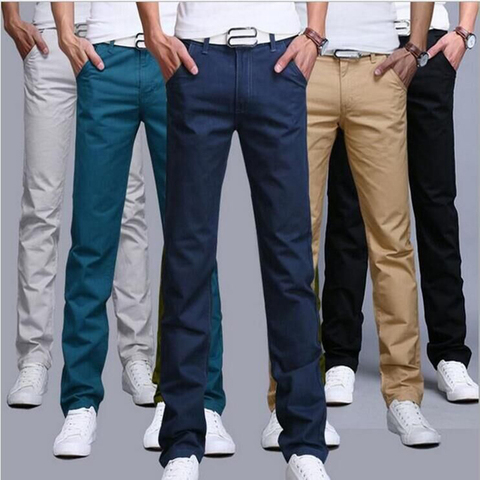 2022 primavera otoño nuevos pantalones casuales de algodón de los hombres Pantalones Chinos Slim Fit pantalones de Moda hombre marca de ropa de talla grande 9 color 919 ► Foto 1/6