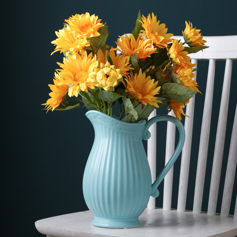 Jarra decorativa de cerámica de 8 pulgadas, florero para ramo de flores, el mejor regalo para Arreglo de flores secas, florero de decoración del hogar ► Foto 1/6