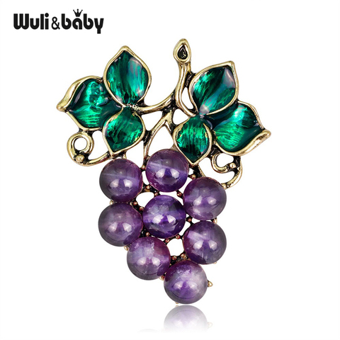 Wuli & baby-broches de uvas de piedra púrpura para mujer, broche informal para fiesta y oficina, regalos ► Foto 1/6