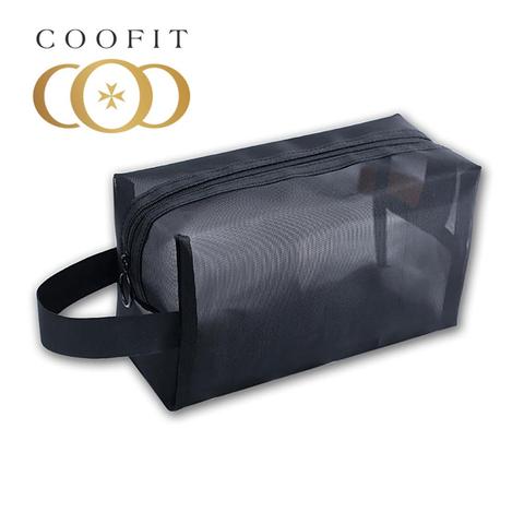 Coofit-Bolsa de aseo para hombre y mujer, neceser portátil de gran capacidad, organizador de viaje transparente, bolsa pequeña y grande para maquillaje, color negro, Unisex, 1 unidad ► Foto 1/6