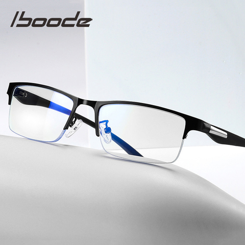 Iboode-gafas de lectura de Metal para hombre, anteojos para leer, de medio Marco, a la moda, para presbicia + 1,0 1,5 2,0 2,5 3 3,5 ► Foto 1/6