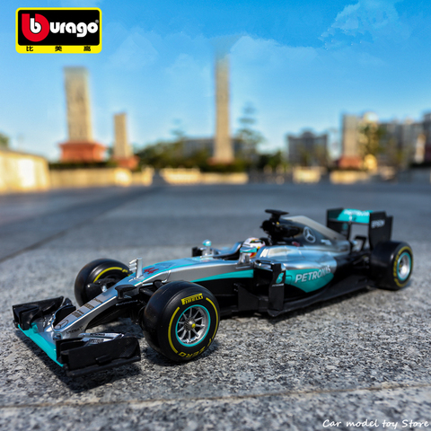 Bburago-Coche de simulación de aleación de metal modelo Mercedes Benz NO6, juguete de colección de adornos para manualidades, 1:18 F1 W07 ► Foto 1/6