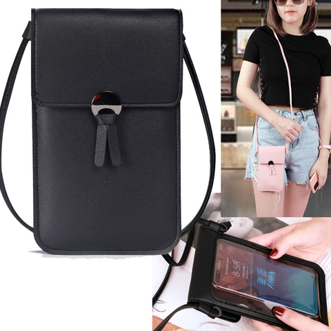 Monedero ligero para teléfono de cuero, bolso bandolera pequeño pantalla táctil Mini funda para teléfono celular billetera para samsung iphone Mujer ► Foto 1/6