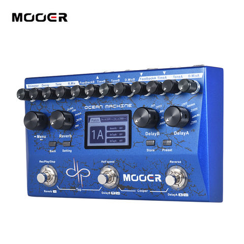 MOOER OCEAN MACHINE Premium Dual Delay + Reverb + Looper Pedal de múltiples efectos 15 tipos de efectos de retardo 9 efectos de reverberación ► Foto 1/6