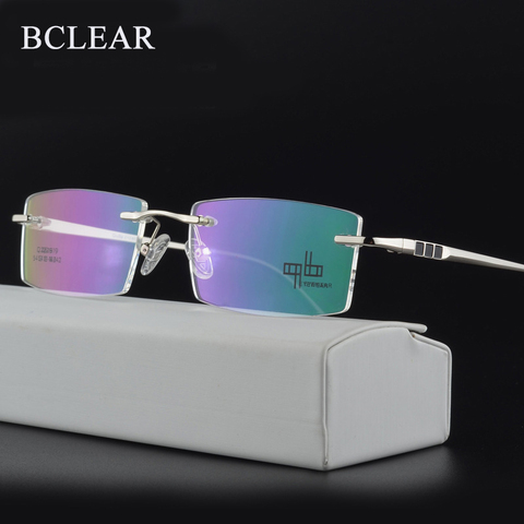 BCLEAR clásico de aleación de moda marco óptico para hombre sin montura hombre espectáculo marcos de anteojos oficina nueva de gafas de moda caliente ► Foto 1/6