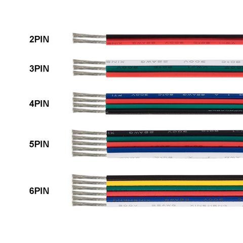 3 Pin Cable para tira LED 2 4 5 6 Core 22AWG Cable JST SM conector Cable eléctrico de cobre para WS2812B RGB RGBW 5050 LED tira de luz ► Foto 1/6