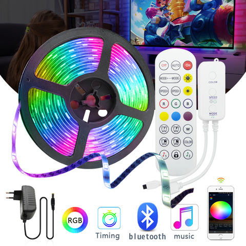 Tira de Luces LED RGB con Bluetooth Music, 5M, 10M, 15M, 5050 SMD, 2835, Luces para habitación, 12V, neón, cinta de Navidad RGB ► Foto 1/6