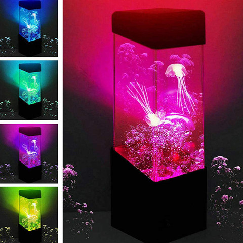 Lámpara de mesa cambiante, tanque de medusas Led, luz nocturna, Acuario de Color, lámpara de Lava eléctrica de ambiente para niños, regalo para niños, decoración para la habitación del hogar ► Foto 1/6