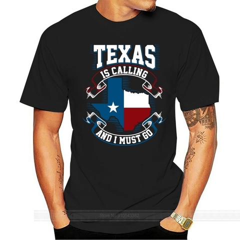 Camiseta negra con estampado de Texas Is Calling y I Must Go, S-3Xl, talla estadounidense, Em1, verano, cuello redondo ► Foto 1/6