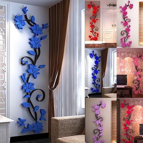 Pegatinas de pared para el hogar, adhesivo extraíble de pared de bricolaje con flores 3D, decoraciones para el salón ► Foto 1/6