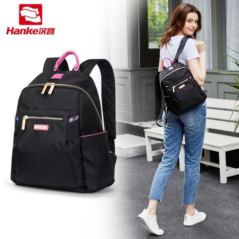 Mochila Hanke para mujer, diseño a la moda, mochila impermeable para ordenador portátil de 15 pulgadas, mochila negra, Dropship H6866 H6868 ► Foto 1/1