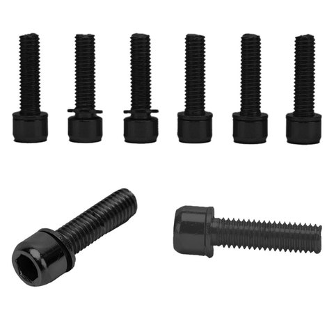 Tornillos de acero inoxidable con arandela para vástagos de bicicleta, M5 x 18mm y manillar negro y púrpura, 6 uds. ► Foto 1/6