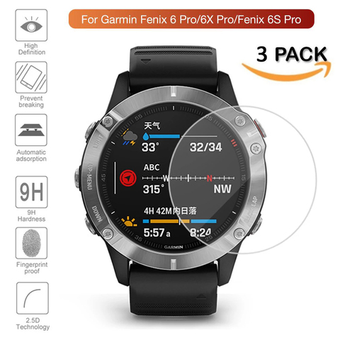 3 uds para Garmin Fenix 6S 6 Pro/5 5S Plus Ultra de vidrio templado claro Protector de pantalla Premium película Fenix 6X Pro Solar SmartWatch ► Foto 1/6