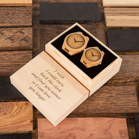 Reloj de madera con caja de madera personalizable para hombre, reloj de pareja con caja de madera, para amantes ► Foto 1/6