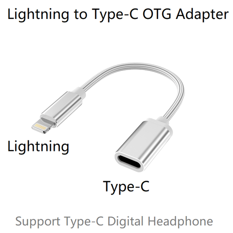 Adaptador Lightning macho a tipo C hembra OTG para iPhone 12 11 Pro Max,Xs Max,Xr,iPad Air,iPod, compatible con USB-C auriculares digitales DAC ► Foto 1/6