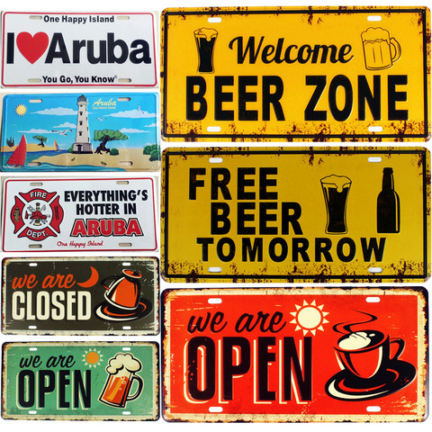 Bienvenido cerveza zona vintage metal Tin signos coche bar Garage Cafe decoración de la pared del hierro cartelera Placas placa n179 ► Foto 1/6