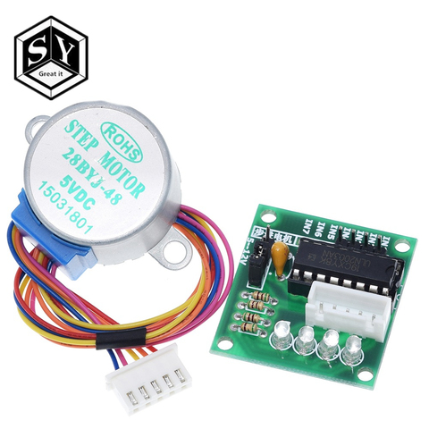 Motor paso a paso de 4 fases, placa de controlador ULN2003 para Arduino 1x motor paso a paso + 1 Placa de controlador ULN2003, gran IT 28BYJ-48-5V, 1 lote ► Foto 1/6