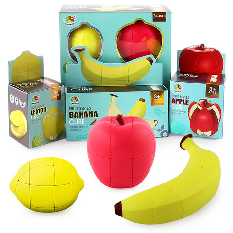 Fanxin de Cubo de Banana y Limón Pera manzana naranja melocotón Stickerless Cubo mágico juguete educativo ► Foto 1/6