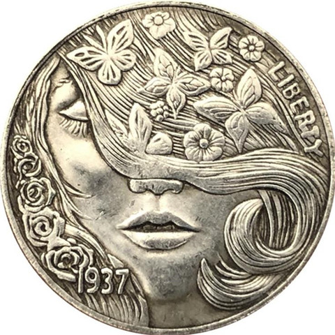 Recuerdo de mariposa de belleza, colección de monedas 3D de Metal antiguo conmemorativo, Hobo, copia de moneda, decoración del hogar, regalos de Año Nuevo, 1937 ► Foto 1/4