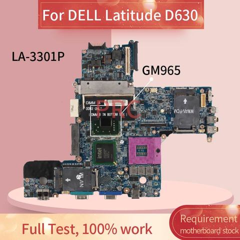 CN-0DT781 0DT781 para DELL Latitude D630 placa madre del cuaderno LA-3301P GM965 DDR2 placa base de computadora portátil ► Foto 1/6