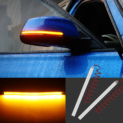 Lámpara indicadora Universal de espejo retrovisor para coche, banda de señal de giro fluctuante, luz LED ámbar para motocicleta, 2 uds. ► Foto 1/6