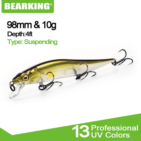 Bearking-SEÑUELOS DE PESCA DE acción perfecta, 12 colores diferentes, 98mm/10g, sp minnow 12 colores diferentes, envío gratis, 2022 ► Foto 1/6