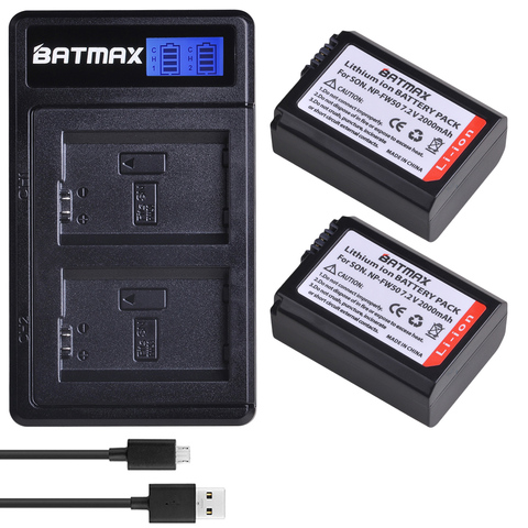 Bamtax-batería NP-FW50 NP FW50 NPFW50 npfw50 + cargador Dual LCD para Sony Alpha a6500 a6300 a6400 a6000 a5000 a3000 NEX-3 a7R ► Foto 1/6
